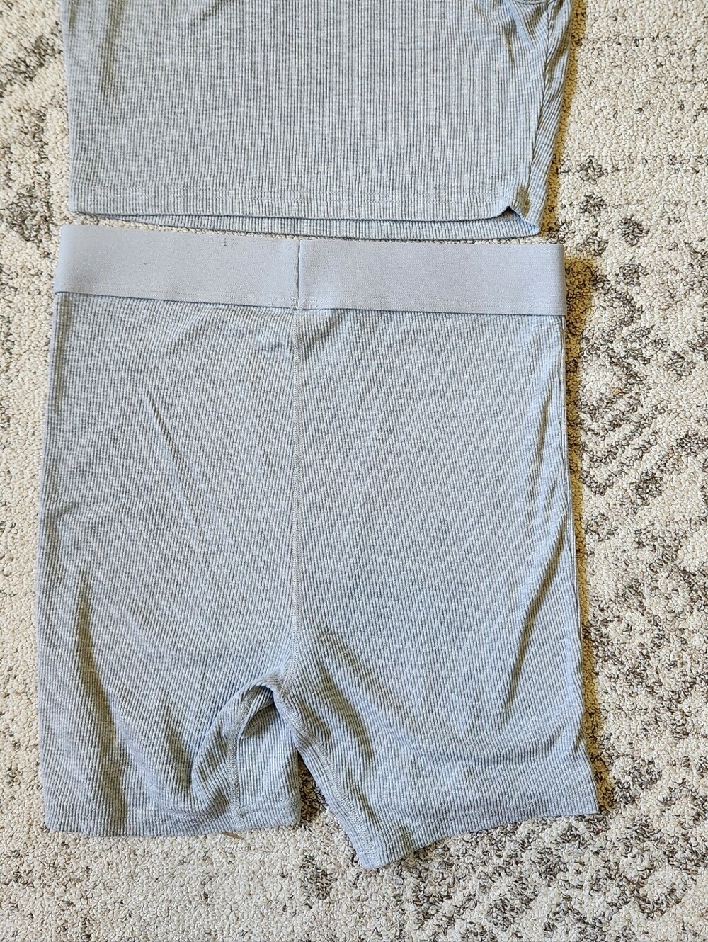 Comfrt Light Gray Ribbed Lounge Set - Tank & Shorts - Picture 7 of 9